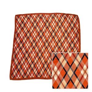 Vintage Glentex Square Scarf Argyle Plaid | Acetate Japan Orange Navy Blue | 27"